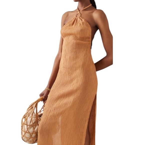 Savannah Morrow The Label Lana Dress Maxi Sandstone Silk Bamboo NWT - Picture 3 of 14
